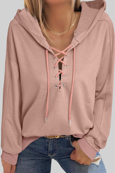 Lace Up Long Sleeve Hoodie