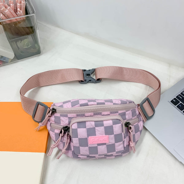 *DoorBuster* Checkered Adjustable Strap Nylon Crossbody Bag