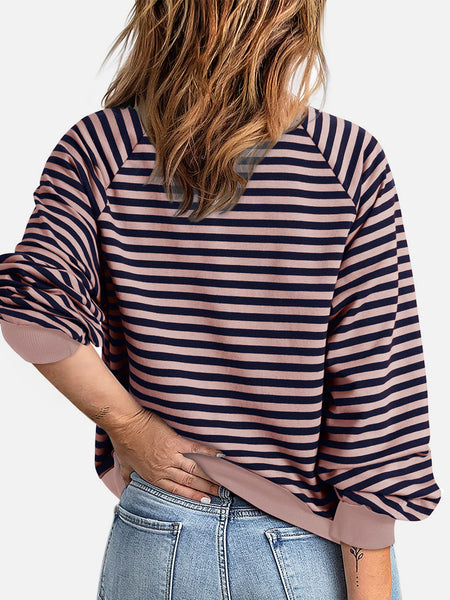 Striped Zip Up Long Sleeve Sweatshirt