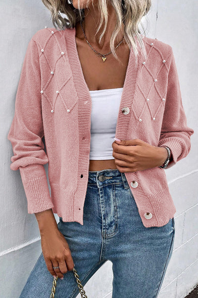 Trim Button Up Cardigan