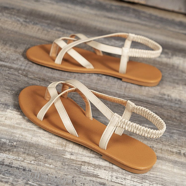 PU Leather Crisscross Flat Sandals