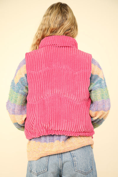 Zip Up Padded Corduroy Puffer Vest