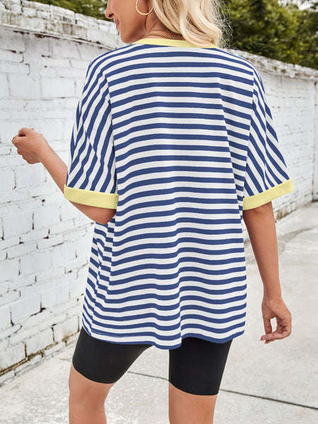 Striped Round Neck Half Sleeve T-Shirt