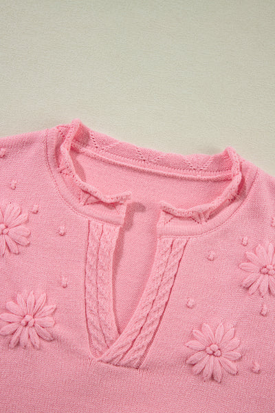 Daisy Notched Long Sleeve Sweater