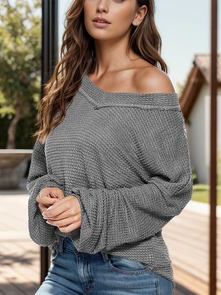 Dropped Shoulder Long Sleeve Knit Top