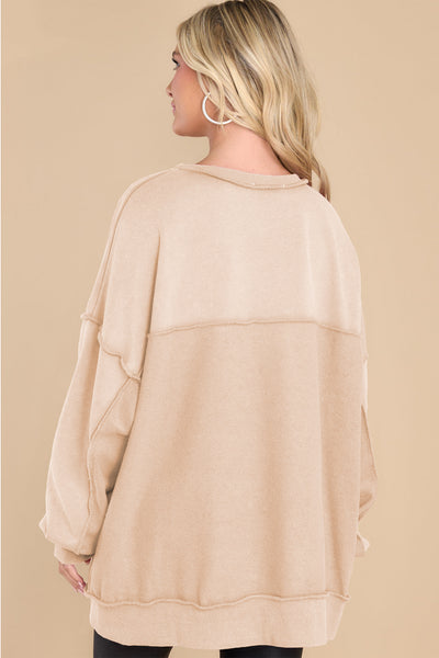 Exposed Seam Long Sleeve Sweatshirt