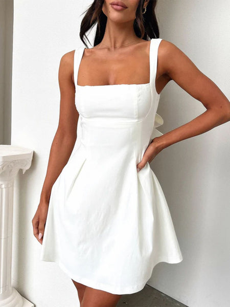 Bow Back Square Neck Mini Dress