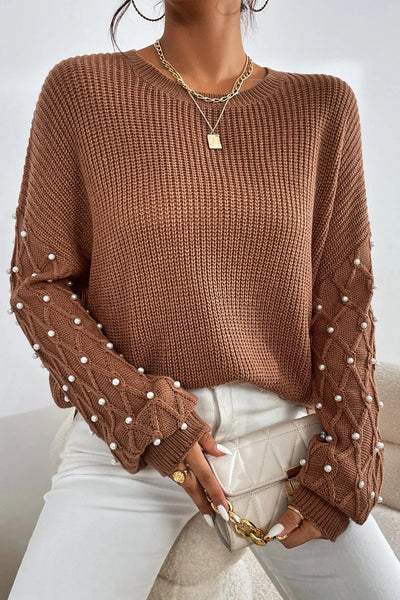 Detail Round Neck Long Sleeve Sweater