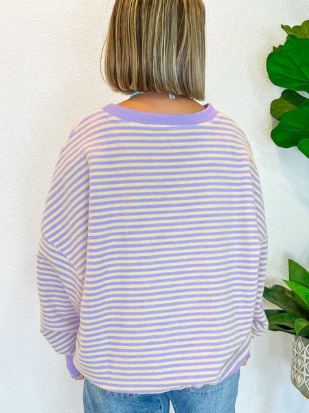 Striped Round Neck Long Sleeve Sweatshirt