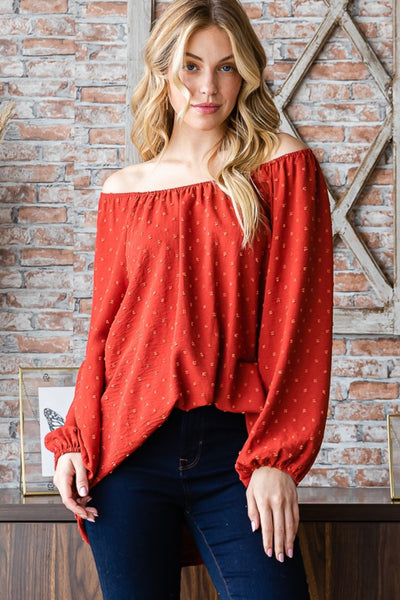 Swiss Dot Off Shoulder Top