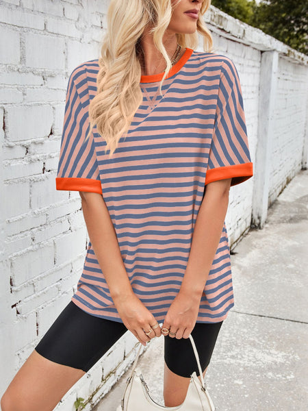 Striped Round Neck Half Sleeve T-Shirt