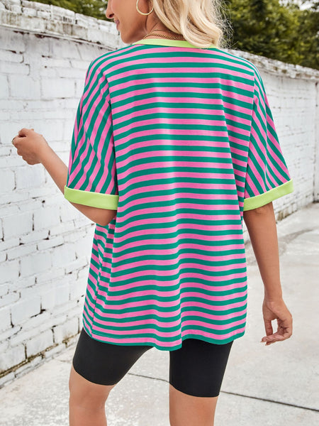 Striped Round Neck Half Sleeve T-Shirt