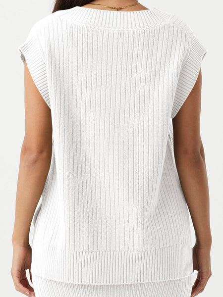 Ribbed V-Neck Sweater Vest