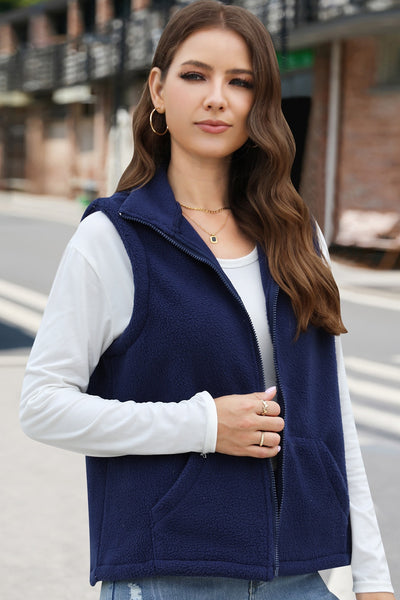 Zip Up Vest Coat with Pockets