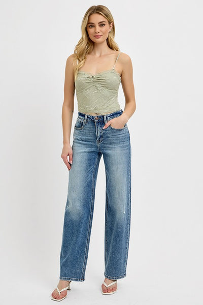 Full Size Distressed Wide Leg Jeans Plus Size