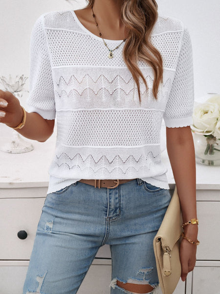 Round Neck Half Sleeve Knit Top