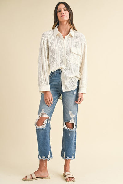 Wear Distressed Raw Hem Cropped Jeans