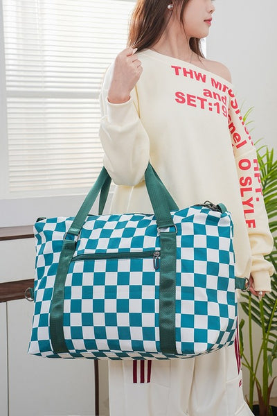 MCheckered Multi-Pocket Travel Bag