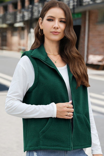 Zip Up Vest Coat with Pockets