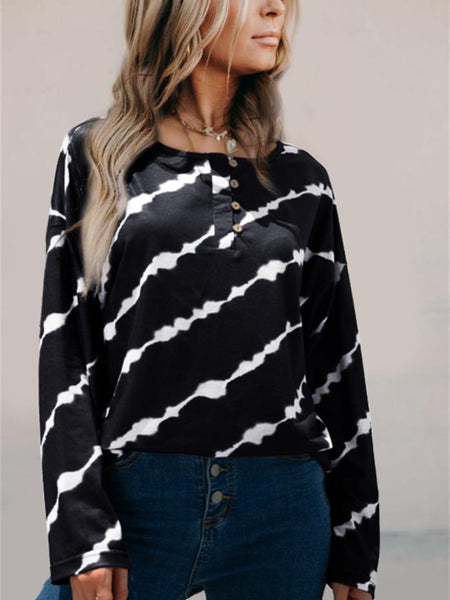 Striped Round Neck Long Sleeve T-Shirt