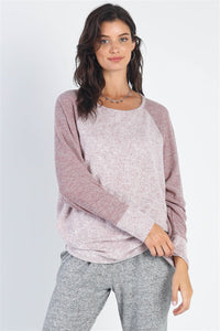 Round Neck Long Sleeve Contrast Top