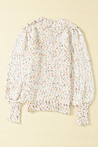 Confetti Round Neck Long Sleeve Sweater