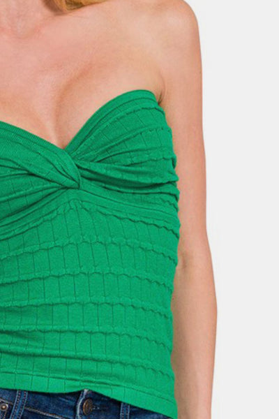Ruched Twisted Neck Top