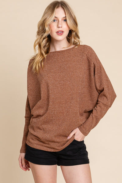 Drop Shoulder Long Sleeve Knit