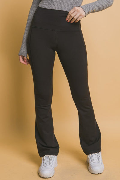 High Waist Flare Active Leggings with Side Pockets