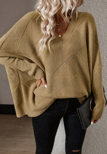 V-Neck Batwing Sleeve Sweater