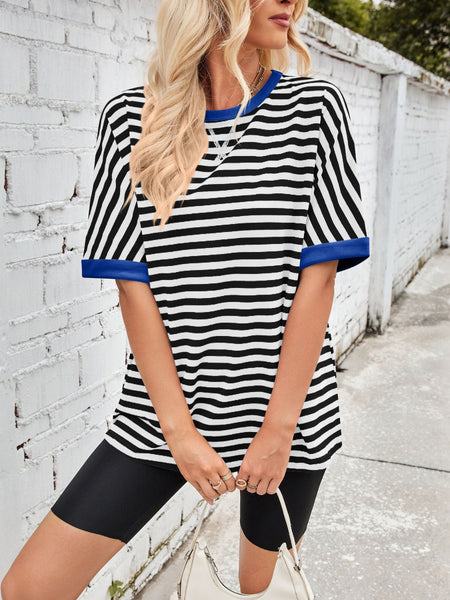 Striped Round Neck Half Sleeve T-Shirt