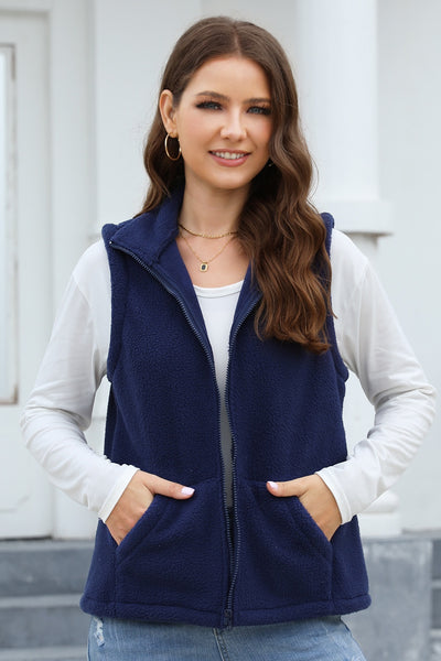 Zip Up Vest Coat with Pockets