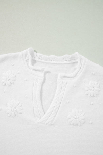 Daisy Notched Long Sleeve Sweater
