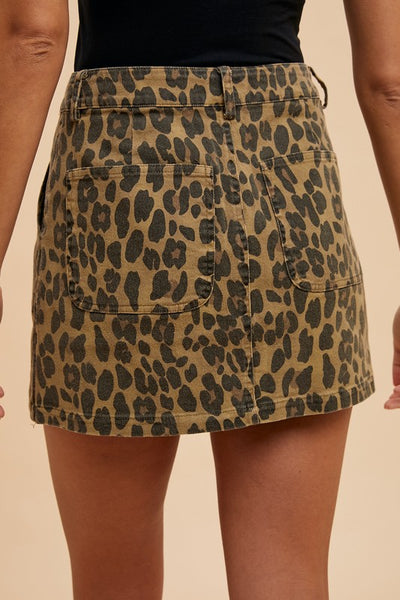 Wear Leopard Denim Mini Skirt