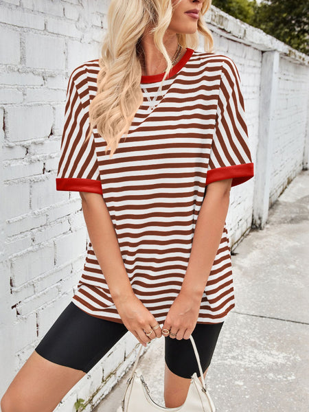 Striped Round Neck Half Sleeve T-Shirt