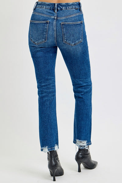 Full Size High Rise Distressed Crop Straight Jeans