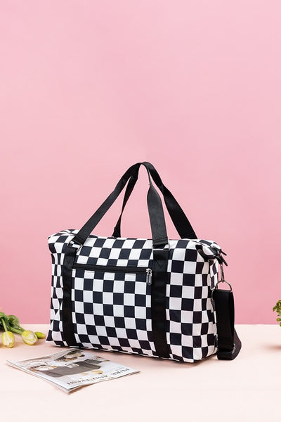 MCheckered Multi-Pocket Travel Bag