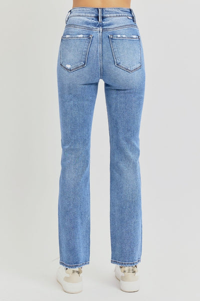 Full Size Distressed High-Rise Ankle Straight Jeans