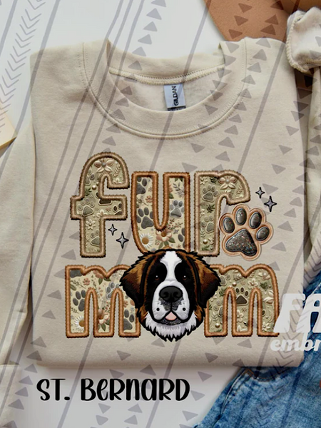 *Preorder* Faux embroidery Fur Mom (E-P) Dog Options