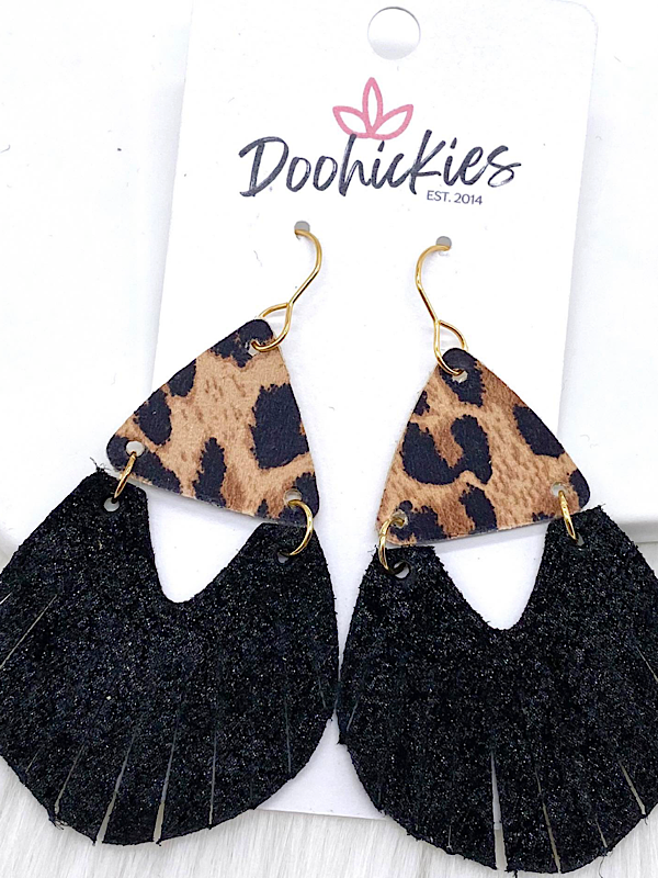Black Tan Leopard Earrings