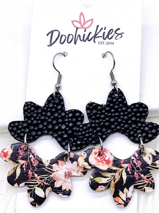 Black floral earrings