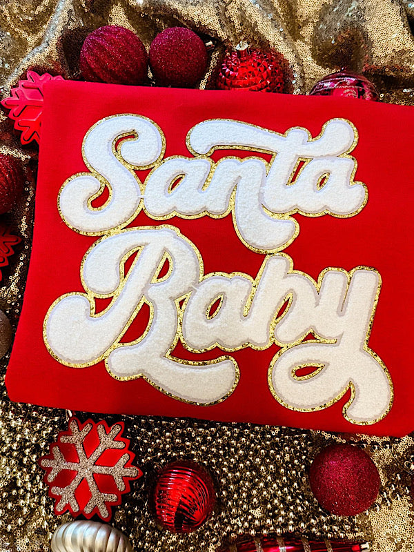 *Preorder* Santa Baby chenille glitter patch sweatshirt