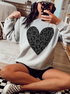 *Preorder* Black leopard heart