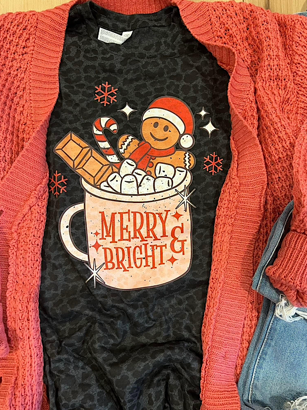 *Preorder* Merry & Bright gingerbread tee