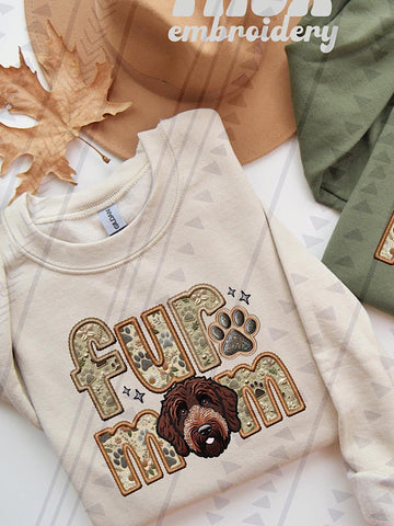 *Preorder* Faux embroidery Fur Mom (A-B) dog options