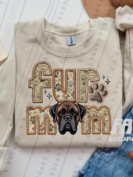 *Preorder* Faux embroidery Fur Mom (R-T) Dog Options