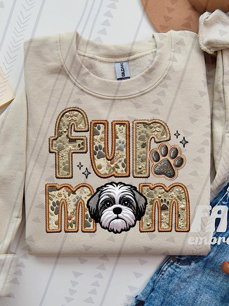 *Preorder* Faux embroidery Fur Mom (E-P) Dog Options