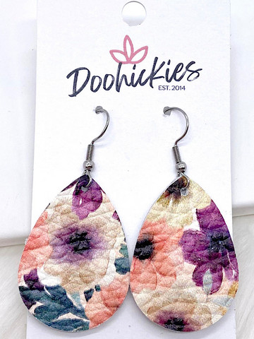 Purple flower earrings