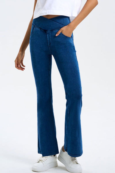 Pocketed Highly Stretchy Bootcut Jeans