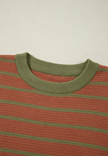 Striped Round Neck Long Sleeve Sweater